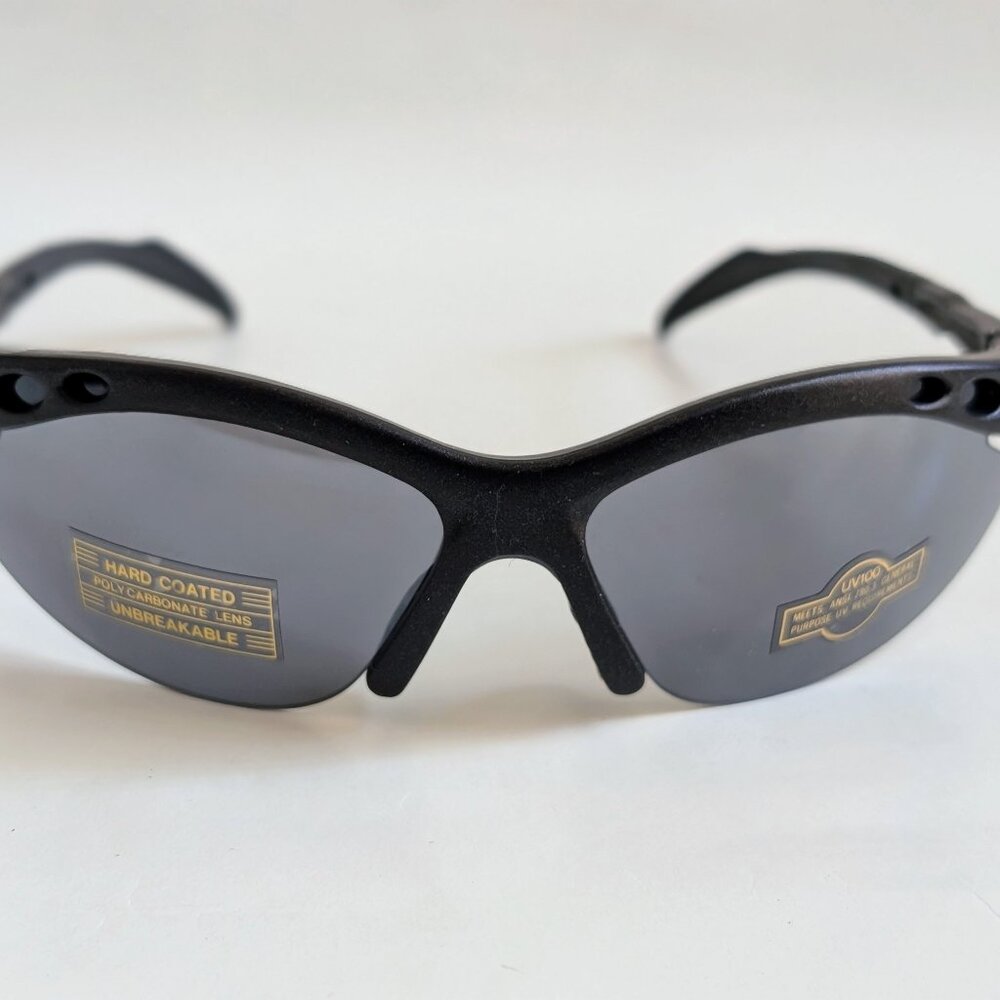 NWT Vintage 90's PC Large Oval Semi-Rimless Sporty Sunglasses (M. Black)